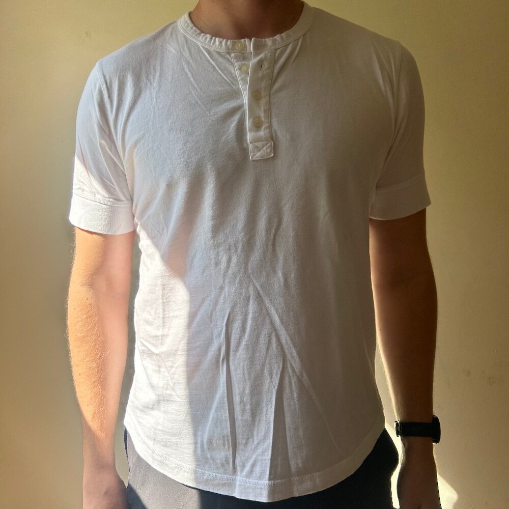 BUCK MASON White Henley Tee